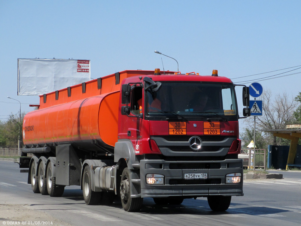 Волгоградская область, № А 258 УК 134 — Mercedes-Benz Axor 1840 [Z9M]