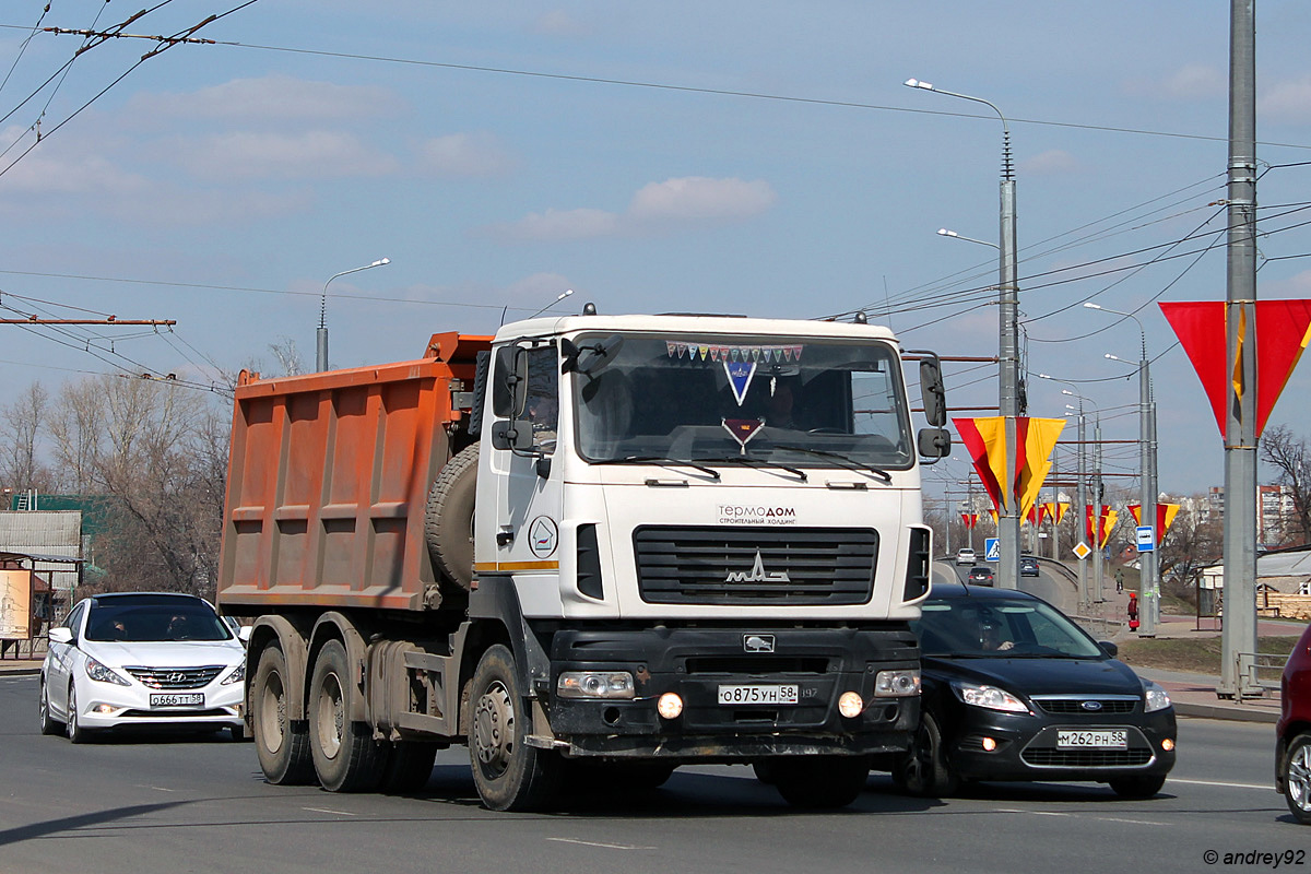 Пензенская область, № О 875 УН 58 — МАЗ-6501 (общая модель)