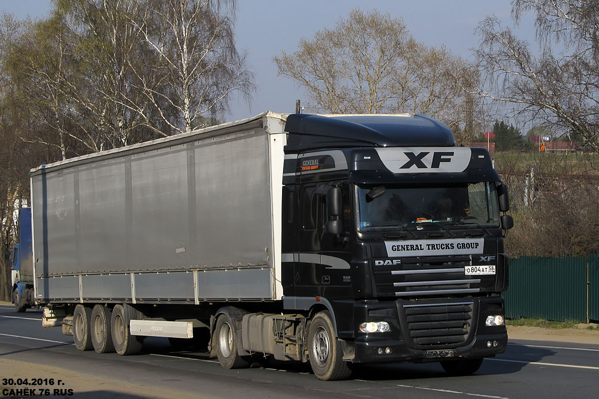 Пензенская область, № О 804 АТ 58 — DAF XF105 FT