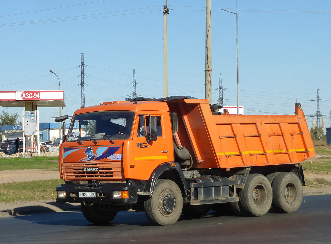 Волгоградская область, № С 922 ОТ 34 — КамАЗ-65115-62