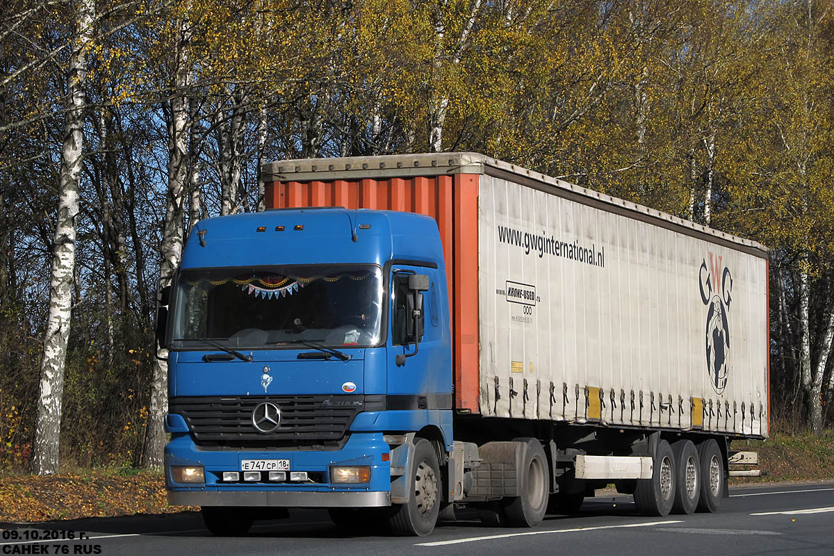 Удмуртия, № Е 747 СР 18 — Mercedes-Benz Actros ('1997)