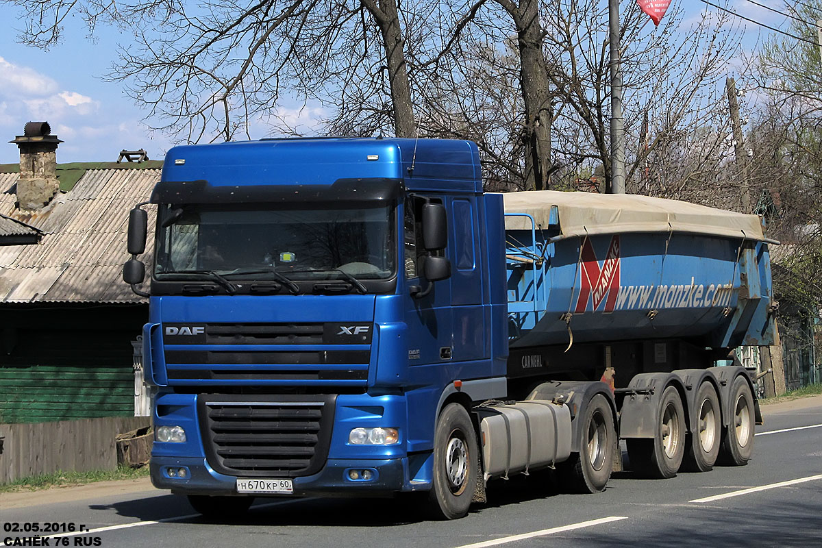 Ярославская область, № Н 670 КР 60 — DAF XF105 FT