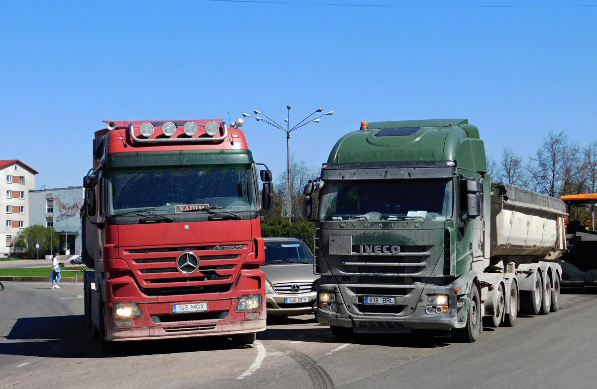 Эстония, № 145 MGX — Mercedes-Benz Actros ('2003) 1844; Эстония, № 838 BRL — IVECO Stralis ('2002)