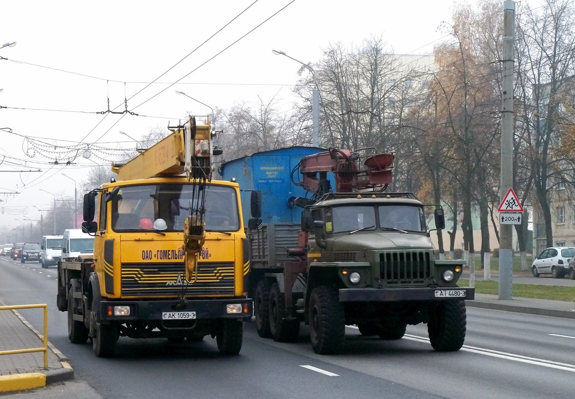 Гомельская область, № АК 1059-3 — МАЗ-5337 (общая модель); Гомельская область, № АІ 4480-3 — Урал-4420