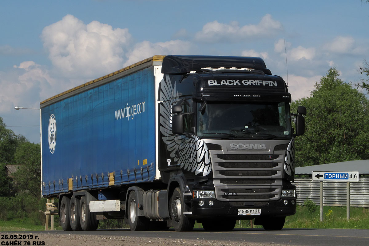 Вологодская область, № Е 888 ЕВ 35 — Scania ('2013) R400; Scania ('2013) R400 "Black Griffin" (Ярославская область)