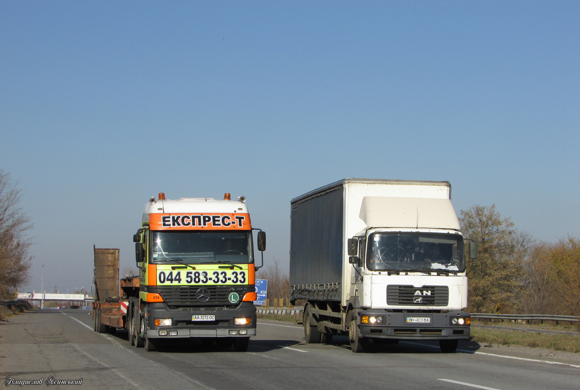 Киев, № АА 3272 ОС — Mercedes-Benz Actros ('1997) 2543; Одесская область, № ВН 4823 ВА — MAN F90 (общая модель)