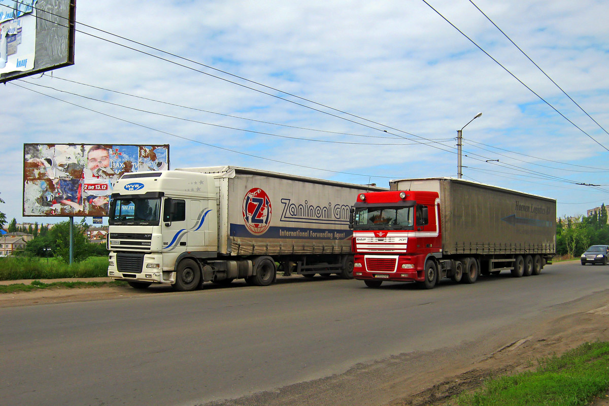 Полтавская область, № BI 8709 AE — DAF XF95 FTP; Донецкая область, № АН 0242 НВ — DAF XF95 FTP