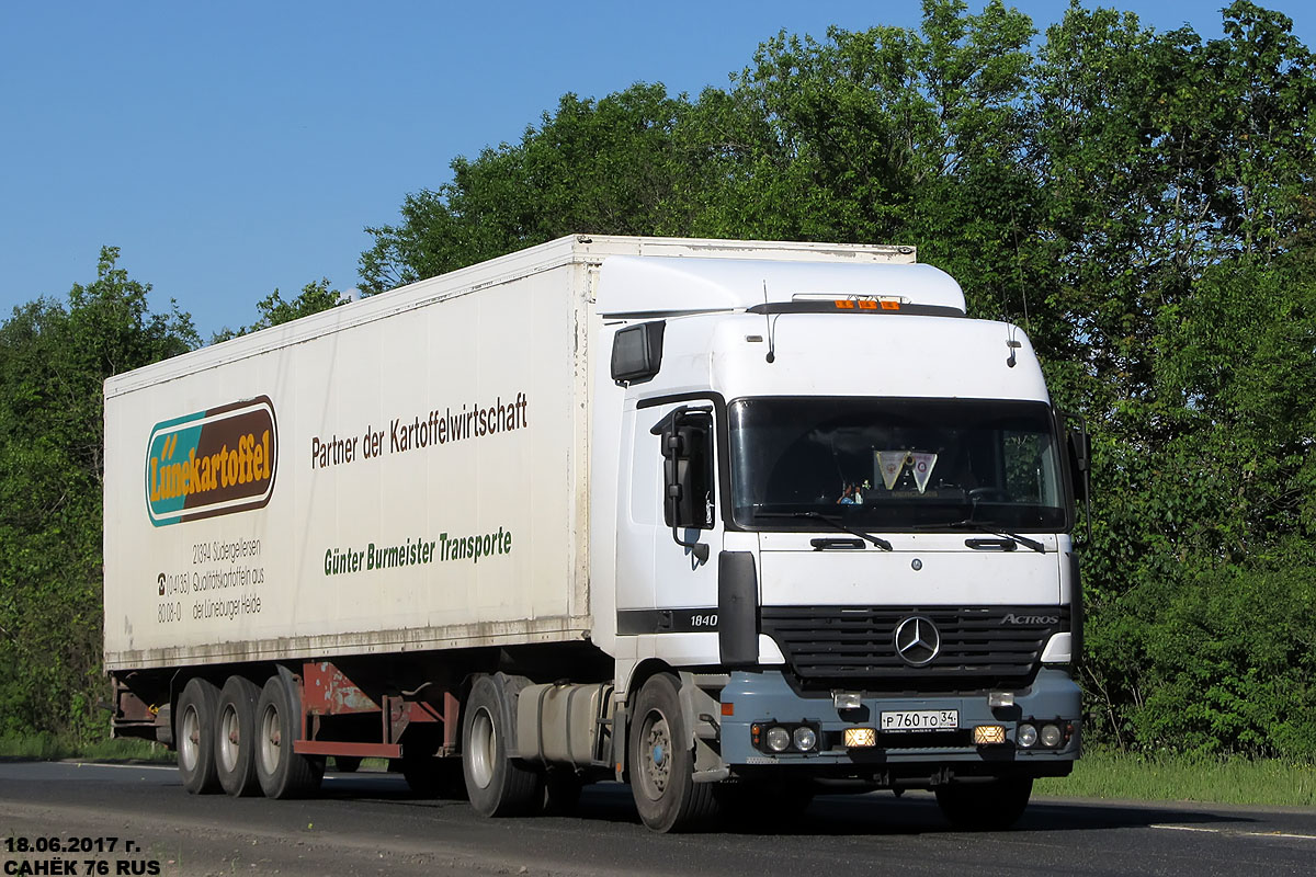 Волгоградская область, № Р 760 ТО 34 — Mercedes-Benz Actros ('1997) 1840