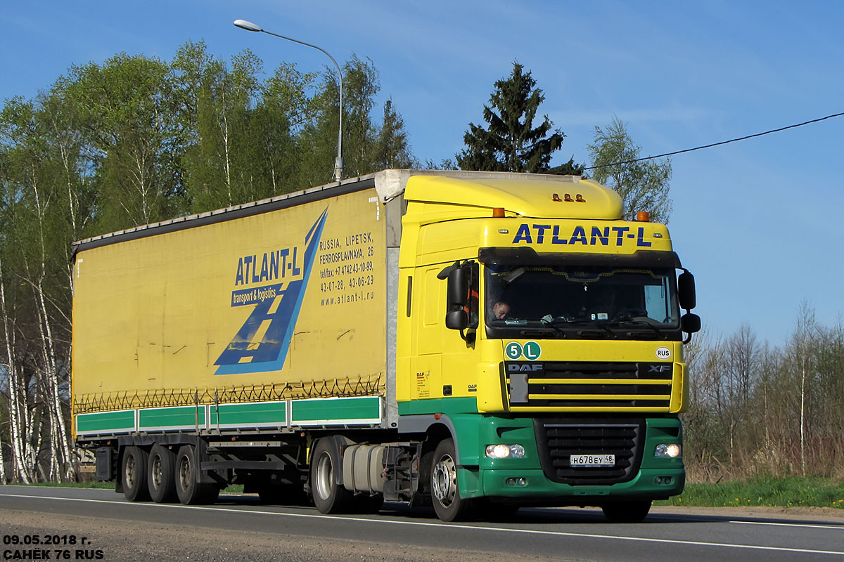 Липецкая область, № Н 678 ЕУ 48 — DAF XF105 FT