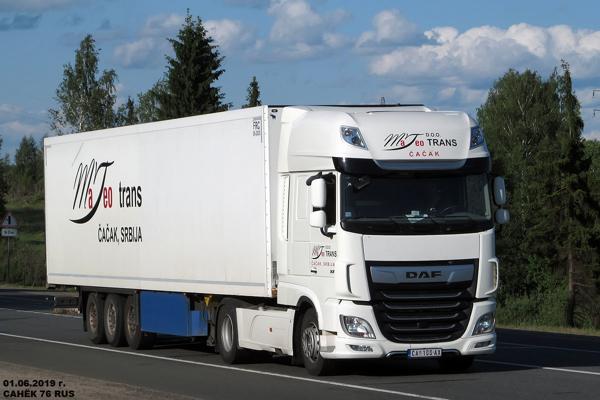 Сербия, № CA 100-AX — DAF XF Euro6 FT