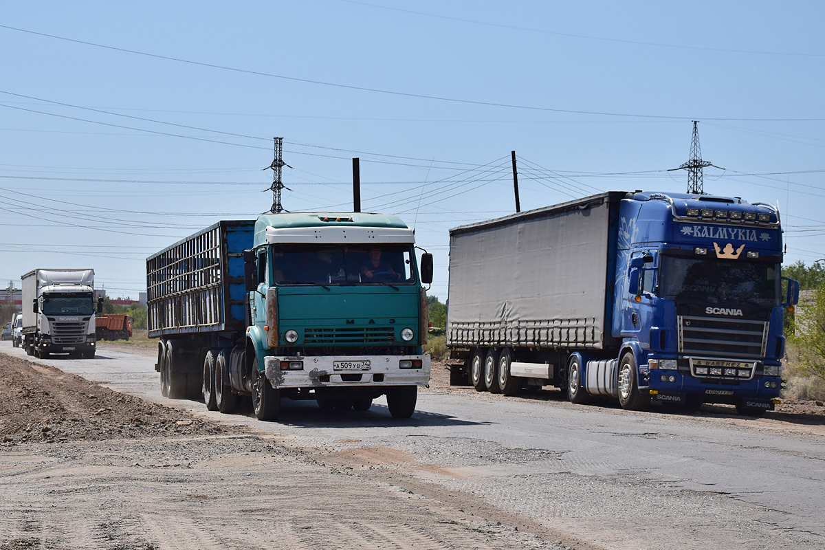 Волгоградская область, № А 509 УВ 34 — КамАЗ-5410; Калмыкия, № А 040 УУ 08 — Scania ('1996) R124L