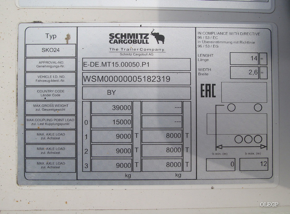 Витебская область, № А 9518 А-2 — Schmitz Cargobull S.KO (общая модель)