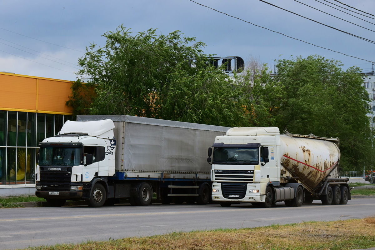 Волгоградская область, № Р 478 СЕ 34 — Scania ('1996) P340; Ростовская область, № М 944 КВ 750 — DAF XF105 FT