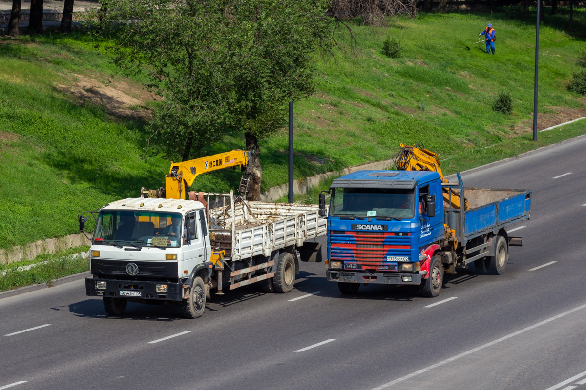 Алматинская область, № 854 ANE 05 — Dongfeng EQ (общая модель); Алматы, № 725 SOA 02 — Scania (II) R142H