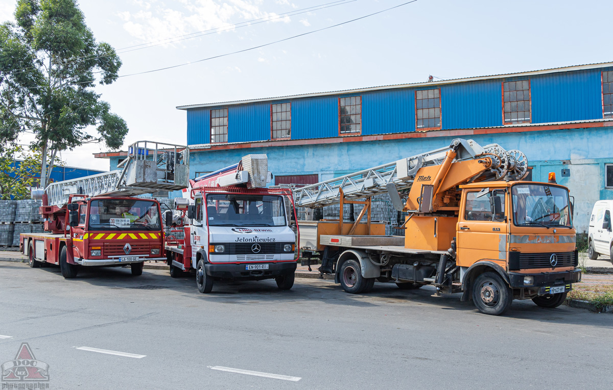 Грузия, № LA-100-GE — Renault Midliner; Грузия, № EN-901-RI — Mercedes-Benz Vario 814D; Грузия, № HB-627-HH — Mercedes-Benz LP (общ. мод.)