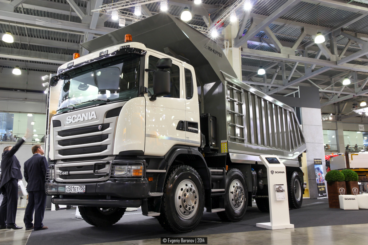 Московская область, № О 501 ЕТ 750 — Scania ('2013) G440; Московская область — Выставка "Строительная Техника и Технологии" — 2014