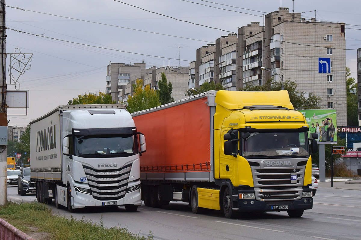 Турция, № 61 PL 530 — IVECO S-Way ('2019); Турция, № 61 ABZ 590 — Scania ('2013) G400