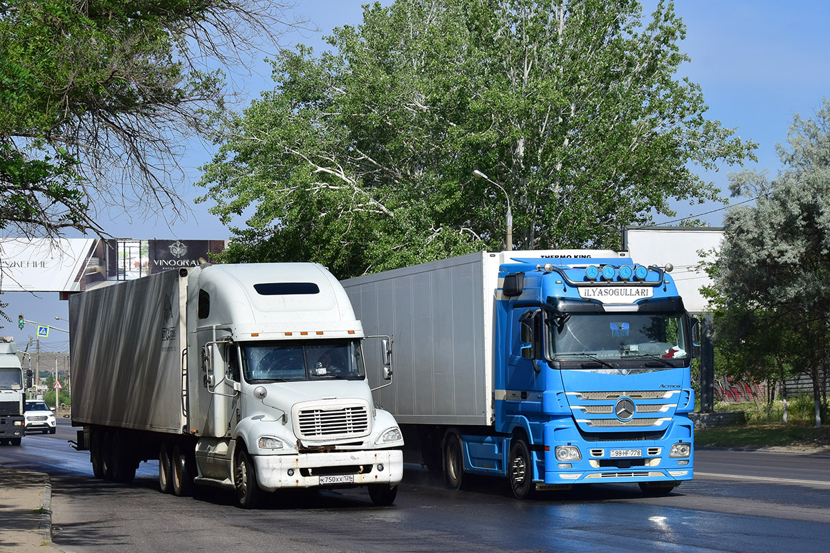 Ставропольский край, № К 750 ХХ 126 — Freightliner Columbia; Азербайджан, № 99-HF-778 — Mercedes-Benz Actros ('2009) 1848